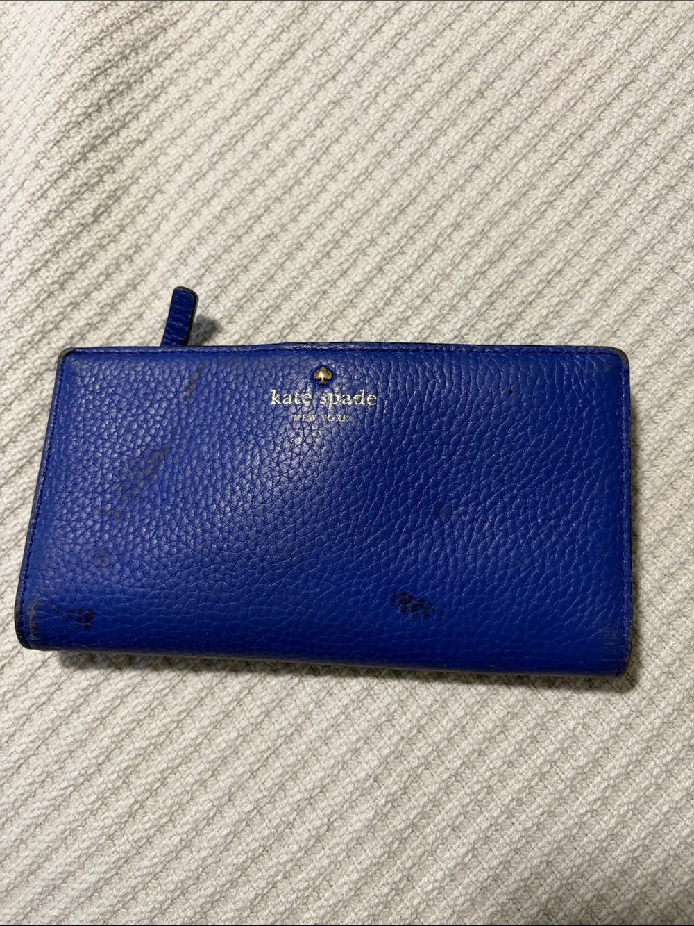 kate spade Pebbled Leather Wallet in Cobalt